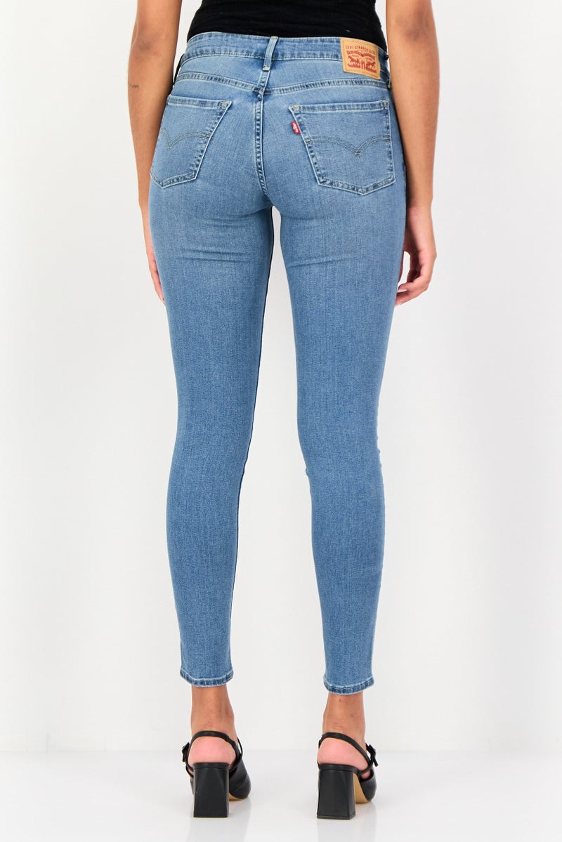 Levi's Women Skinny Fit Washed Denim Jeans, Blue - Image 3