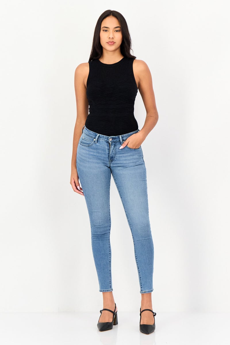 Levi's Women Skinny Fit Washed Denim Jeans, Blue - Image 4