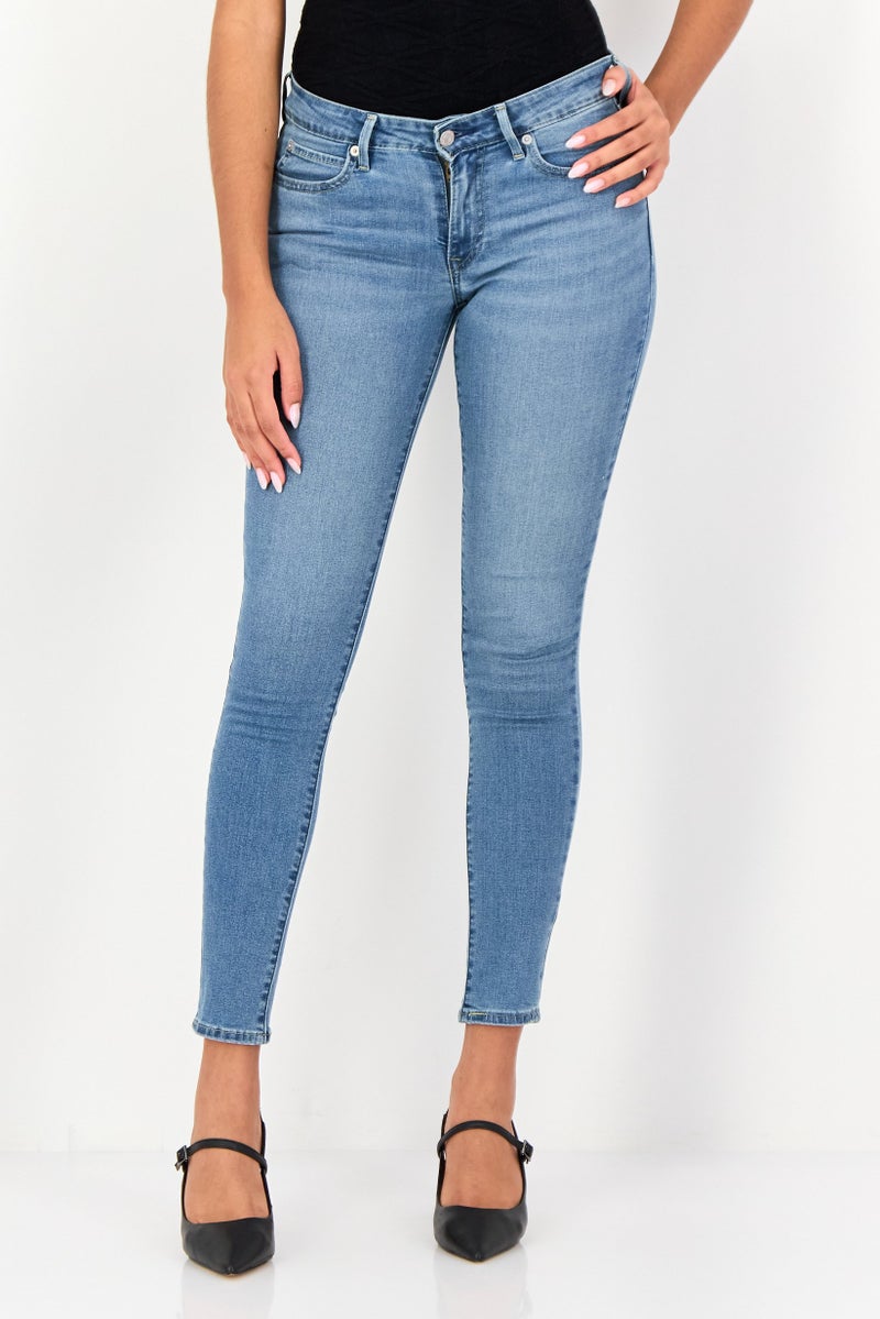 Levi's Women Skinny Fit Washed Denim Jeans, Blue - Image 1