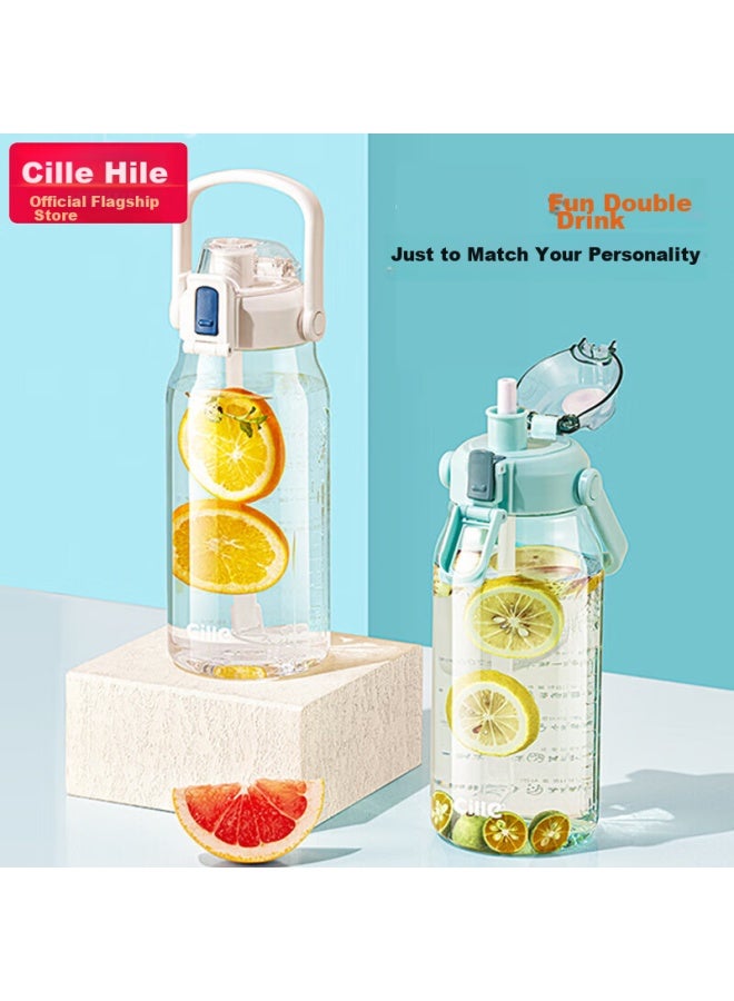 cille Xile Large Capacity Water Bottle For Men And Women, Outdoor Fitness Straw Cup, Tritan Plastic Cup, 1.5l, Gray-2219 - Image 3