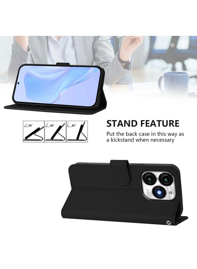 اس-توب جراب لهاتف itel A70 مصنوع من الجلد بلون سادة مع حبل تعليق - Image 3