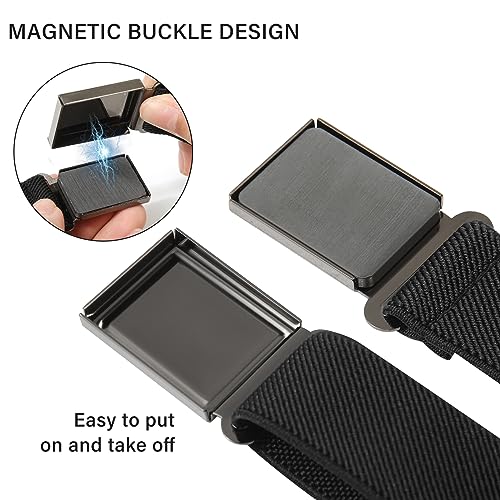 AWAYTR 3 PCS Kids Adjustable Magnetic Belts - Easy to Use Magnetic Buckle Belt for Boys and Girls (Gunmetal Buckle- Black/Navy blue/Brown) - Image 2