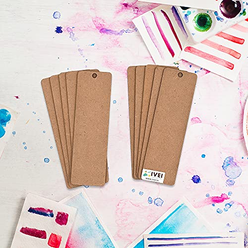 IVEI DIY Wood Sheet Craft - MDF Cutouts Bookmark - Plain MDF Blanks Cutouts - Set of 10 for Painting Wooden Sheet Craft, Decoupage, Resin Art Work & Decoration - Image 2