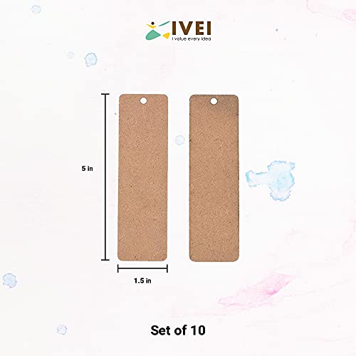 IVEI DIY Wood Sheet Craft - MDF Cutouts Bookmark - Plain MDF Blanks Cutouts - Set of 10 for Painting Wooden Sheet Craft, Decoupage, Resin Art Work & Decoration - Image 4