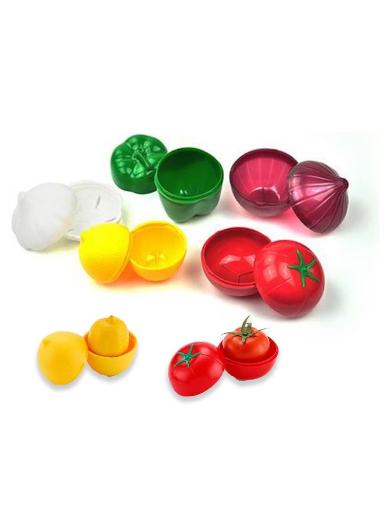 5-Piece Set Of Fruit Containers Refrigerator, Onion Storage, Vegetable Storage, Onion, Lemon, Green Pepper, Tomato, Garlic Storage Container, Refrigerator Freshness  - Image 4