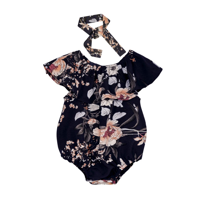 PopReal Mommy and Me Floral Printed Dresses Shoulder Straps Bowknot Chiffon Sleeveless Matching Outfits Light Blue - Image 4