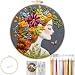 FONNUY Floral Women Embroidery Kit for Beginners Colorful Long Hair Girl PreStamped Pattern Kits for Adults with Hoop Thread Needlework 8 Hoop Gold - Image 2