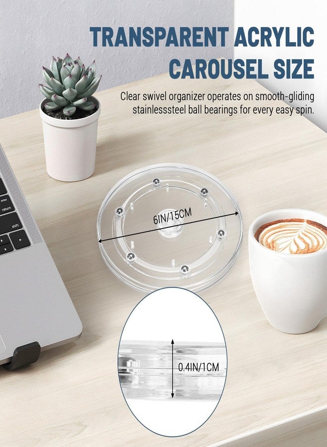 Bagentry 6 Inch Plastic Lazy Susan Turntable, 360° Small Clear Turntable Organizer, Transparent Ball Bearing Rotating Swivel Spinning Tray Plate for Refrigerator Table Spice Cake - Image 2