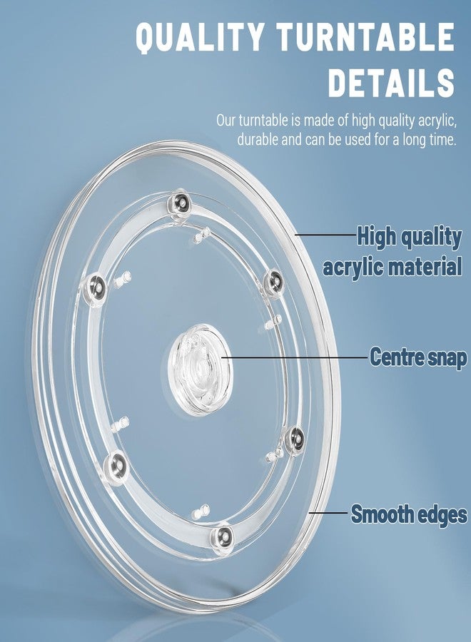 Bagentry 6 Inch Plastic Lazy Susan Turntable, 360° Small Clear Turntable Organizer, Transparent Ball Bearing Rotating Swivel Spinning Tray Plate for Refrigerator Table Spice Cake - Image 3