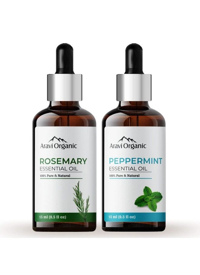 Aravi Organic Rosemary And Peppermint Essential Oil(15 Ml + 15 Ml) 100% Pure Oil For Diffuser Hair Growth Skin Home Office  - Image 2