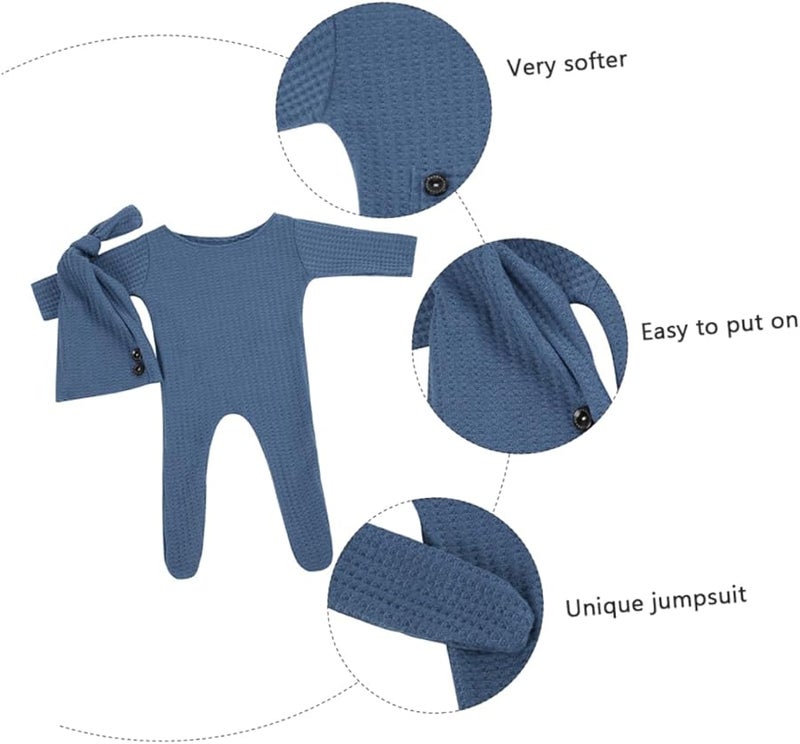 Newborn Photography Outfit Set 2Pcs Soft Hat and Suit for Daily Wear Special Occasions - Image 3