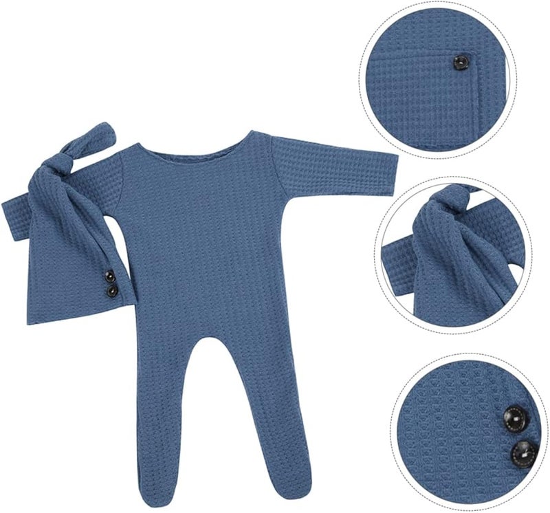Newborn Photography Outfit Set 2Pcs Soft Hat and Suit for Daily Wear Special Occasions - Image 4