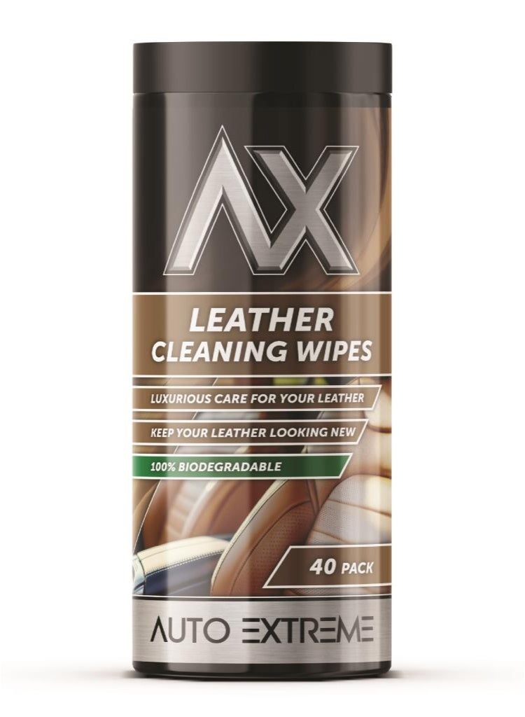 Auto Extreme Leather Cleaning Wipes 40pk – Car Interior Leather Cleaner, Conditioner & Protector, Biodegradable, Soft & Non-Greasy - Image 3