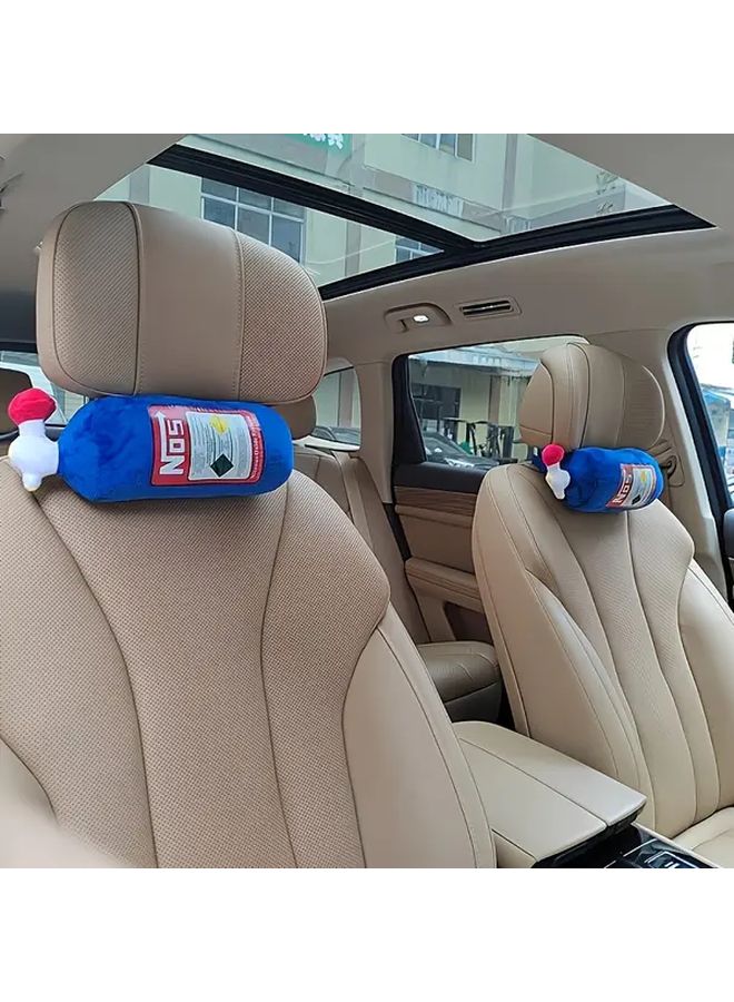 Inflatable Neck Pillow 2pcs Blue Plush Headrest Support For Car And Motorcycle - Image 4