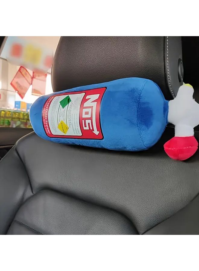 Inflatable Neck Pillow 2pcs Blue Plush Headrest Support For Car And Motorcycle - Image 3