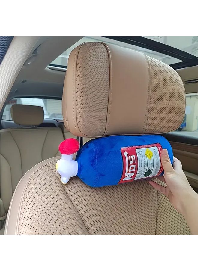 Inflatable Neck Pillow 2pcs Blue Plush Headrest Support For Car And Motorcycle - Image 5