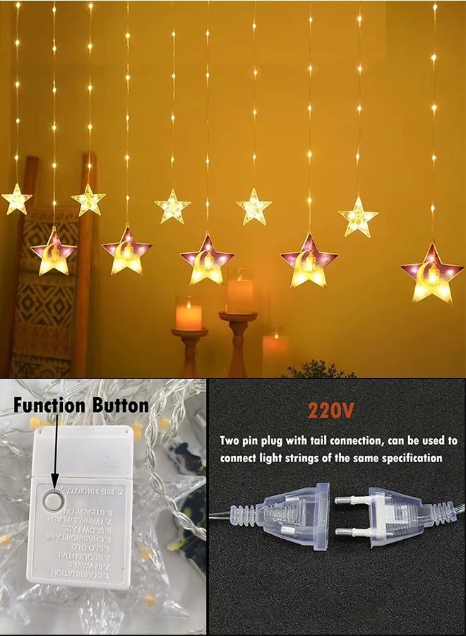 Eworld LED String Lights with 8 Lighting Modes for Eid and Ramadan Decorations, 3m Islamic Night Lights Featuring 12 Stars Design, USB and Battery Powered, Waterproof and Safe for Indoor and Outdoor Use - Image 3