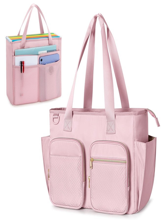 Prokva File Folder Tote Bag with Individual Document Organizer Case for Teacher, Office Workers, Pink (Patent Design) - Image 1