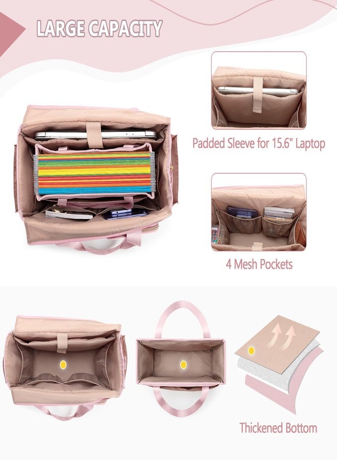 Prokva File Folder Tote Bag with Individual Document Organizer Case for Teacher, Office Workers, Pink (Patent Design) - Image 2