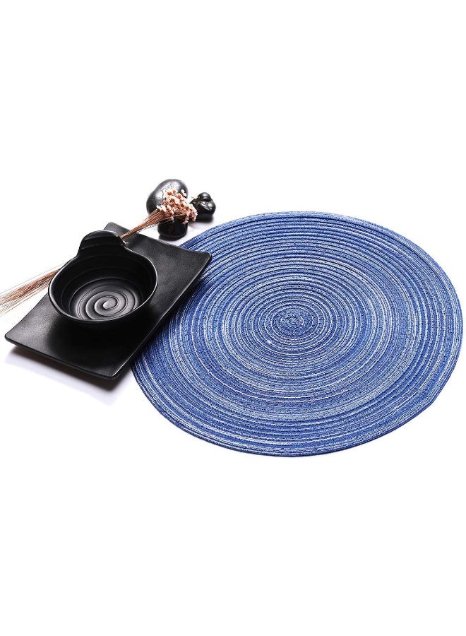 WinCheer Round Braided Placemats Set of 4, Woven Heat Resistant Washable Kitchen Table Mats with 4 Coasters for Dining Home Wedding Outdoor Party - Image 5