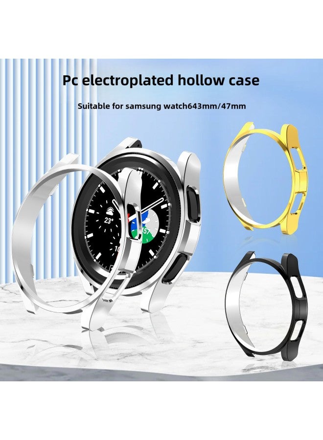 For Samsung Galaxy Watch6 Watch 40/44/43/47 Electroplated Hollow Half Bag Protective Cover-Color:black-Exterior Dimension:43mm  - Image 3