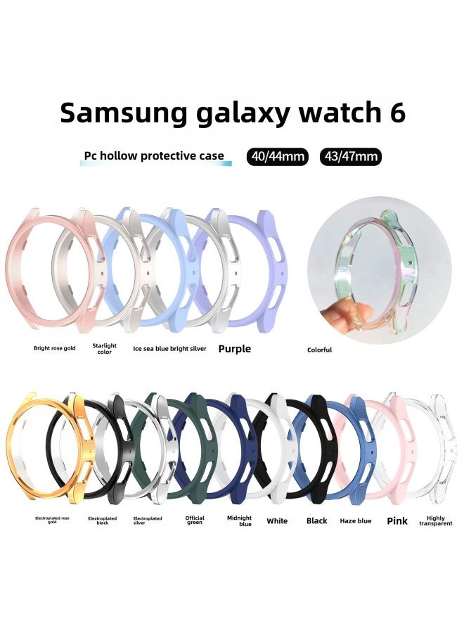 For Samsung Galaxy Watch6 Watch 40/44/43/47 Electroplated Hollow Half Bag Protective Cover-Color:black-Exterior Dimension:43mm  - Image 5