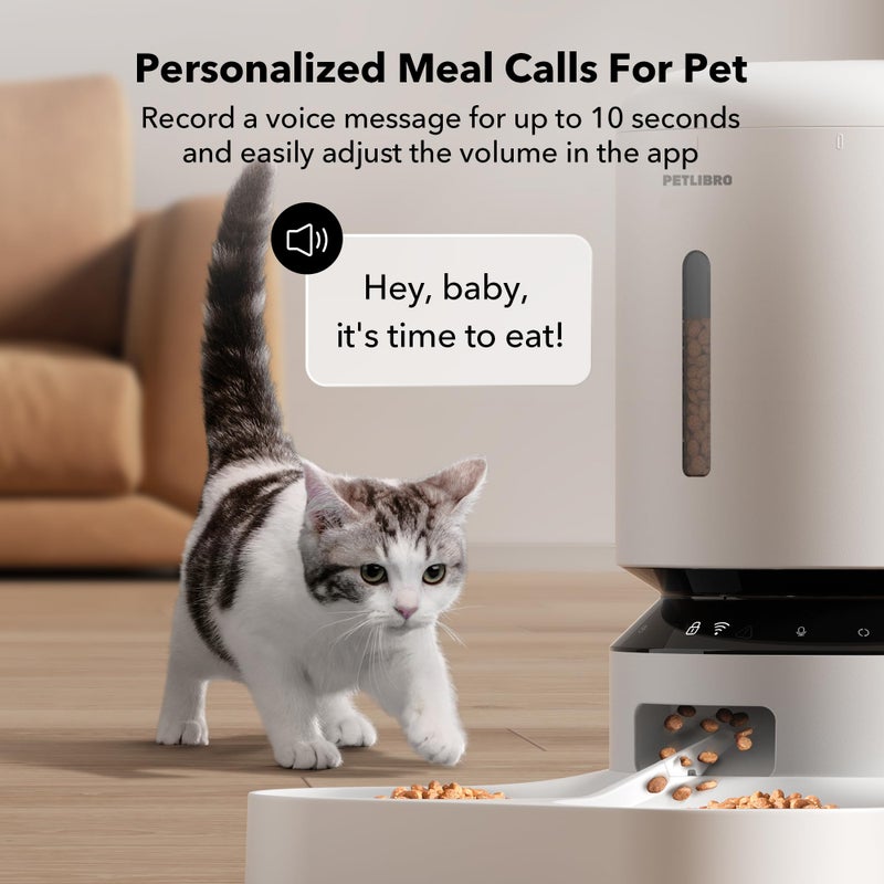 PETLIBRO 5L Automatic Cat Feeder for 2 Cats, 5G&2.4G Wi-Fi Programmable Cat Food Dispenser with Dual Stainless Steel Bowls, Airtight Lock Fresh Technology, Low Food Sensor - Image 3