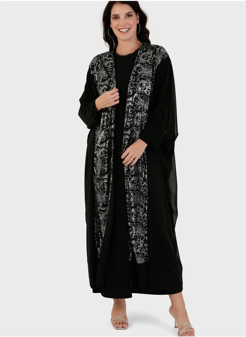 Alia by modanisa Crew Neck Printed Dress