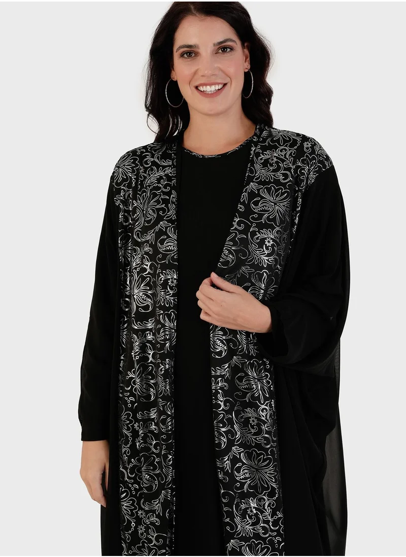 Alia by modanisa Crew Neck Printed Dress