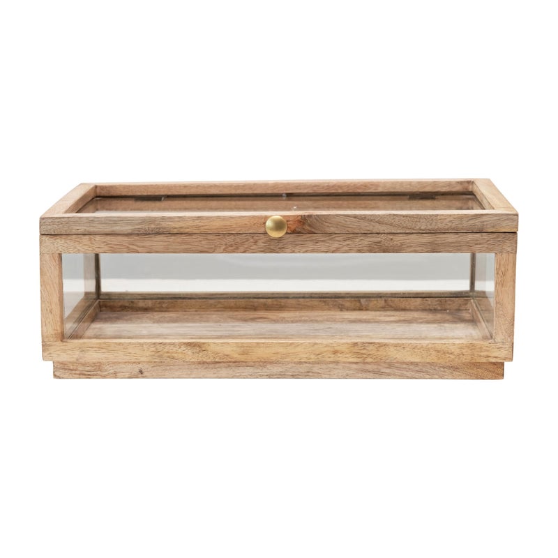 Creative Co-op Creative CoOp Mango Wood  Glass Display Box with Lid 