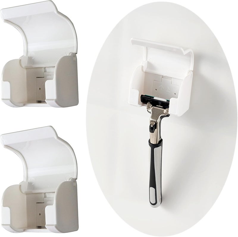 EIKS 2 Pack Razor Holders Shaver Hangers Wall Mount Self Adhesive for Bathroom Shower Tabletop - Image 1