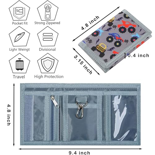 Lamiza Monster Truck Kids RFID Wallet - Magic Sticker, Coin Pocket, Ages 4-12 - Image 3