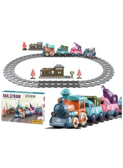 Generic Children's Train Track Set - Makaron-Colored Train Toy Set with Locomotive, Engineering Cars, and Accessories 3 + Track Toy Set  - Image 1