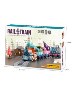 Generic Children's Train Track Set - Makaron-Colored Train Toy Set with Locomotive, Engineering Cars, and Accessories 3 + Track Toy Set  - Image 2