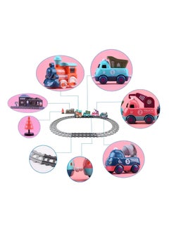 Generic Children's Train Track Set - Makaron-Colored Train Toy Set with Locomotive, Engineering Cars, and Accessories 3 + Track Toy Set  - Image 4