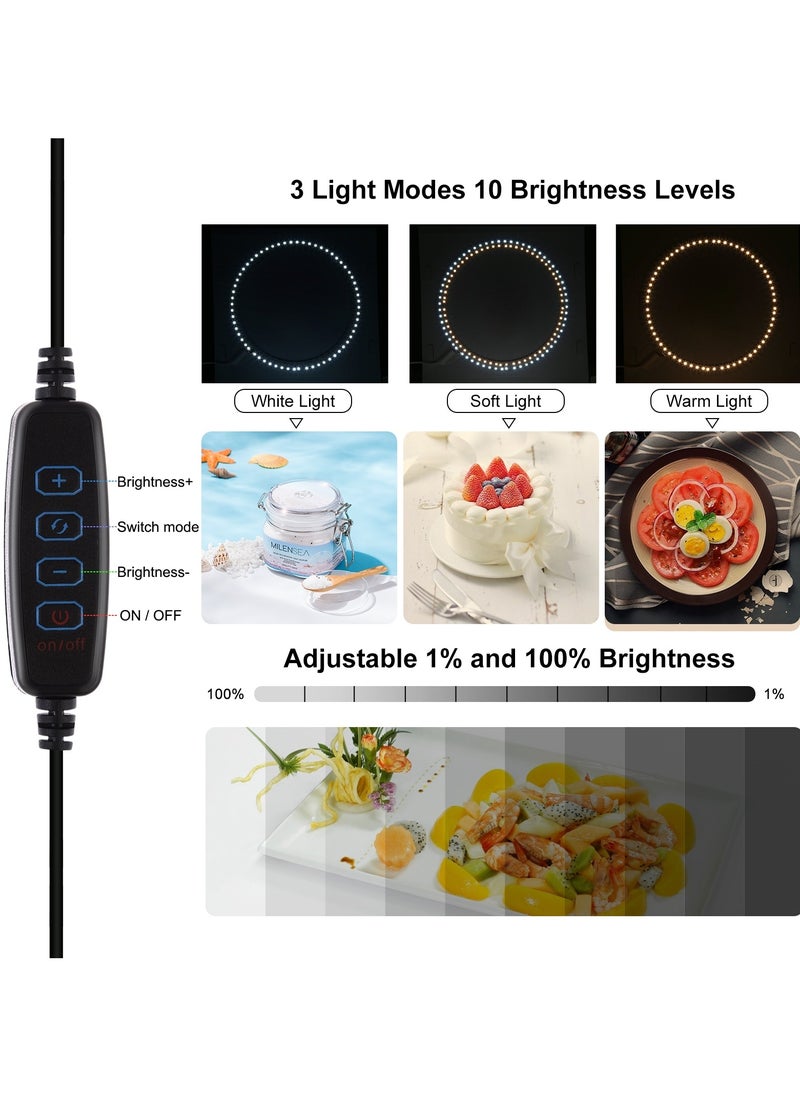 PULUZ 9.8Inch/25CM Photo Studio Box,  Mini Folding Lightbox LED Ring Light Portable Photo Studio Photography Shooting Tent Box Kit 12 Colors Backdrops USB Light Box for Phones DSLR Camera  - Image 3