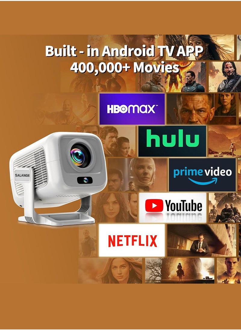 Salange Mini Projector, Projector 4K Full HD Smart Projector Auto Focus & Keystone Correction with Built-in Apps, 180° Rotation Portable Projector WiFi 6 & Bluetooth 5.4 for Phone/Tablet/HDMI  - Image 3