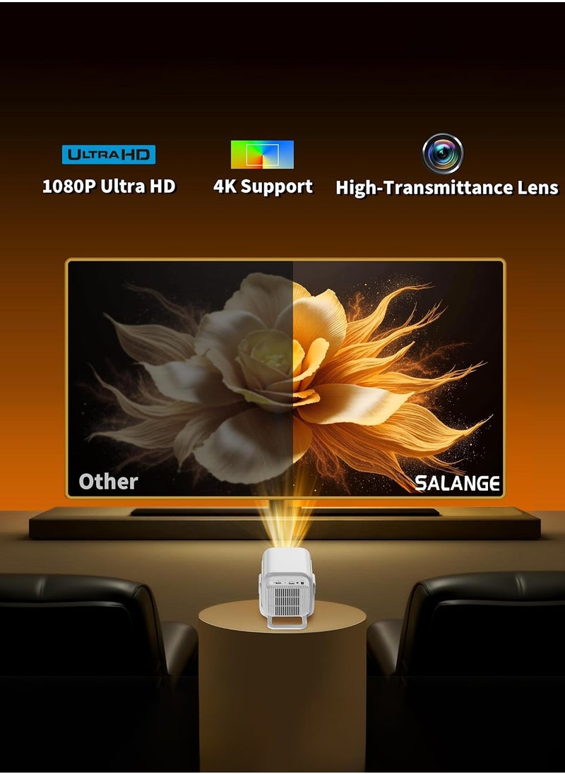 Salange Mini Projector, Projector 4K Full HD Smart Projector Auto Focus & Keystone Correction with Built-in Apps, 180° Rotation Portable Projector WiFi 6 & Bluetooth 5.4 for Phone/Tablet/HDMI  - Image 4