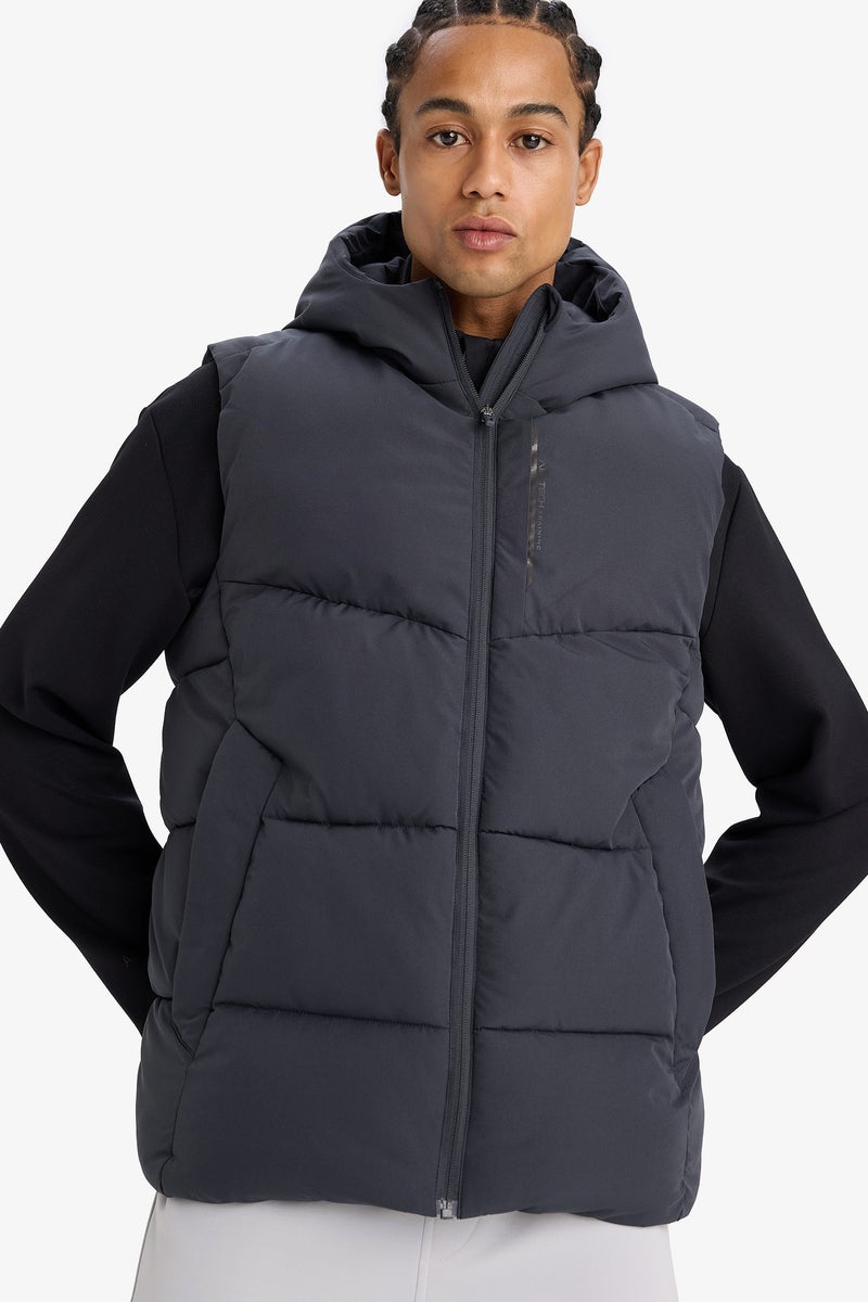 DeFacto Grey Man Regular Fit Hooded Vest Casual - Image 1