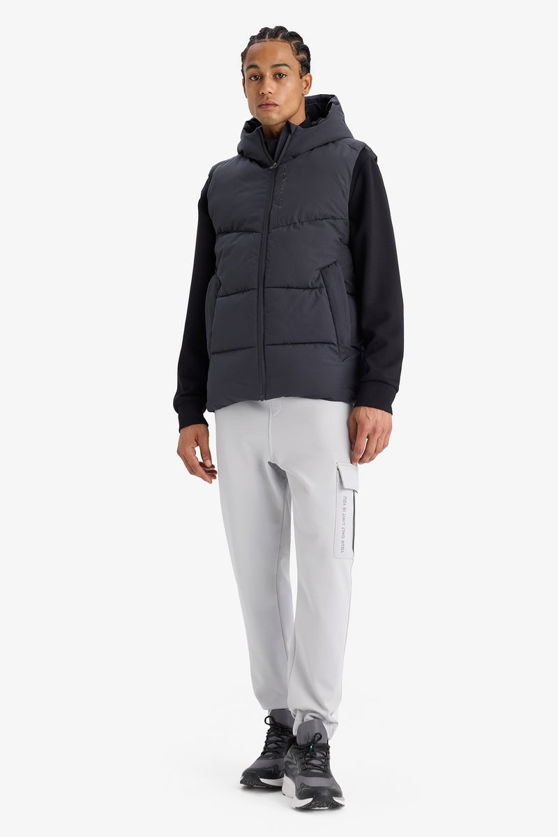 DeFacto Grey Man Regular Fit Hooded Vest Casual - Image 5