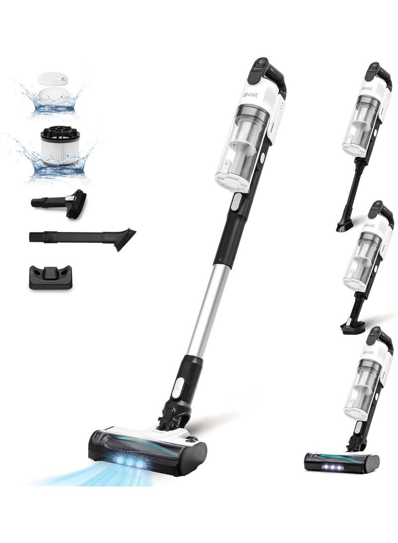 LEVOIT Cordless Vacuum Cleaner, 180 watts, Stick Vac with Tangle-Resistant Design, Up to 50 Minutes, Powerful Suction, Rechargeable, Lightweight, and Versatile for Carpet, Hard Floor, Pet Hair, LVAC-200, 2 years warranty. 100 W LSV-201-WUK white - Image 1
