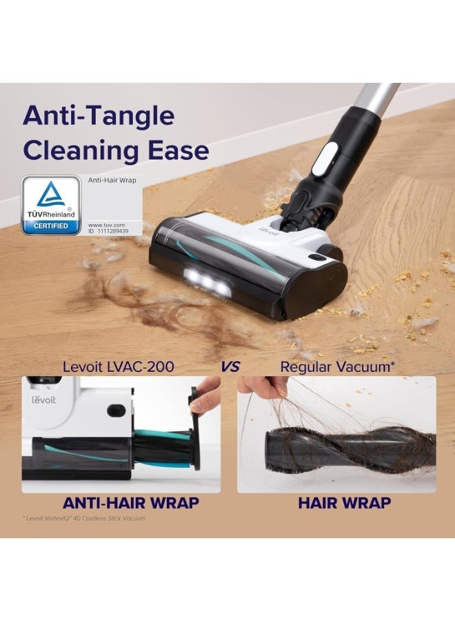 LEVOIT Cordless Vacuum Cleaner, 180 watts, Stick Vac with Tangle-Resistant Design, Up to 50 Minutes, Powerful Suction, Rechargeable, Lightweight, and Versatile for Carpet, Hard Floor, Pet Hair, LVAC-200, 2 years warranty. 100 W LSV-201-WUK white - Image 4