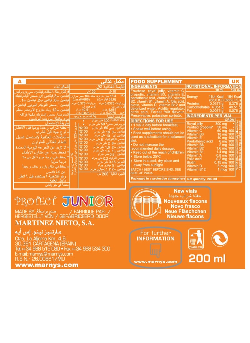 MARNYS Marnys Protect Junior - Royal Jelly - Propolis & Multivitamins for Immune Support - Growth & Cognitive Development - Natural Appetite Enhancer - 20 Drinkable Vials  - Image 3