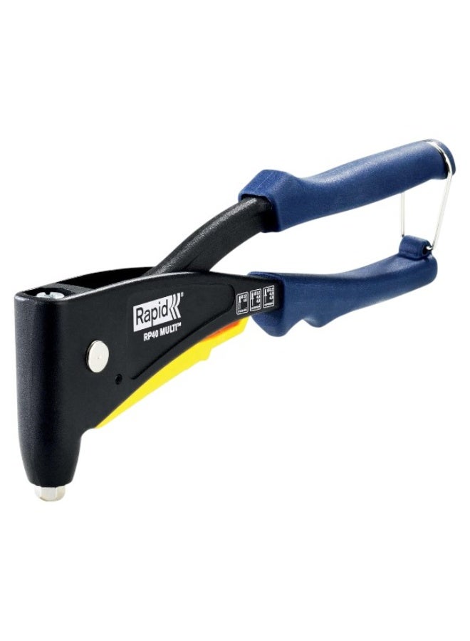 Rapid RP40 MULTI Hand Riveter – Stainless Steel, Multi-Nozzle, Soft Grip, Black Finish - Image 1
