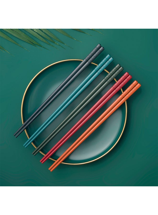 Alloy Chopsticks Five-color Bamboo Pattern Chopsticks Household One Person Chopsticks High Temperature Disinfection Special Chopsticks-Color:Plum Blossom Chopsticks Five Colors Mixed  - Image 5