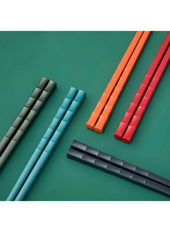 Alloy Chopsticks Five-color Bamboo Pattern Chopsticks Household One Person Chopsticks High Temperature Disinfection Special Chopsticks-Color:Plum Blossom Chopsticks Five Colors Mixed  - Image 3