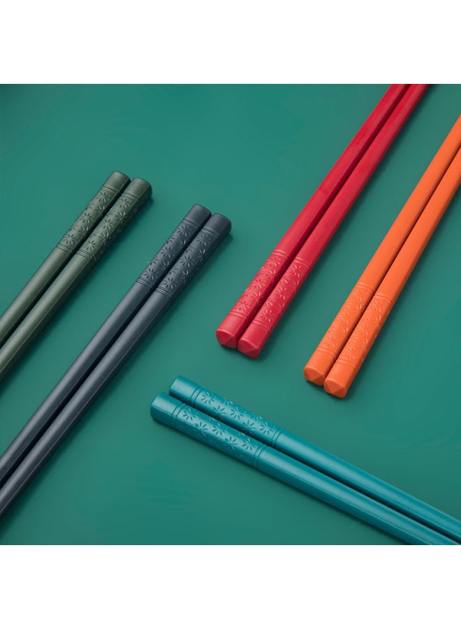 Alloy Chopsticks Five-color Bamboo Pattern Chopsticks Household One Person Chopsticks High Temperature Disinfection Special Chopsticks-Color:Plum Blossom Chopsticks Five Colors Mixed  - Image 1