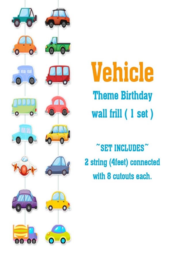 Suruchi Strokes Vehicle Birthday Decoration | Transport Theme Wall Frill for Kids Car Theme Birthday Party Pack of 2 - Image 3