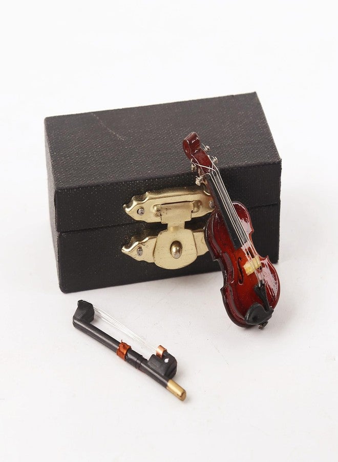 Dselvgvu Wooden Miniature Violin with Bow and Case Mini Musical Instrument Violin Replica 1/12 Scale Dollhouse Accessories Decoration Collectible Figurines Display Ornament Model (1.57"x0.55"x0.35") - Image 5