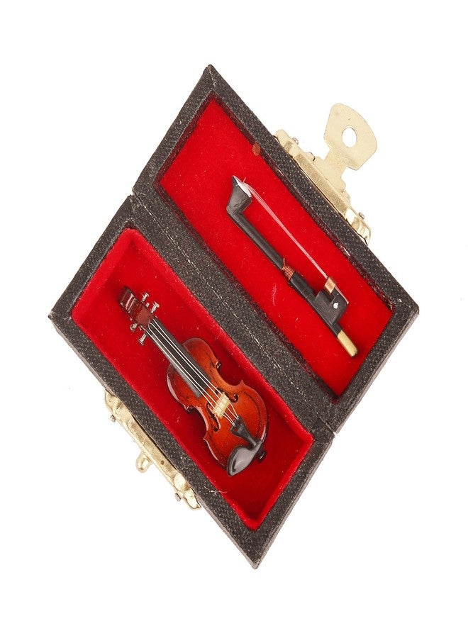 Dselvgvu Wooden Miniature Violin with Bow and Case Mini Musical Instrument Violin Replica 1/12 Scale Dollhouse Accessories Decoration Collectible Figurines Display Ornament Model (1.57"x0.55"x0.35") - Image 3